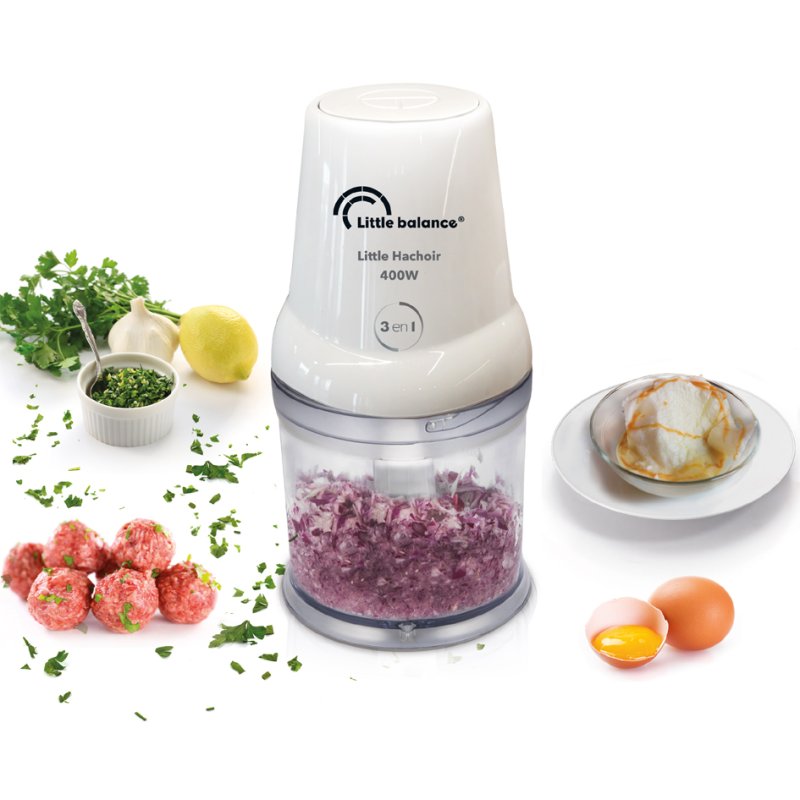 Little balance Mini 3-in-1 hakmolen, wit, 400 Watt, 0,5 liter